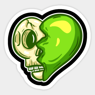 Cartoon Zombie Love Heart Valentines Day Halloween Illustration Sticker